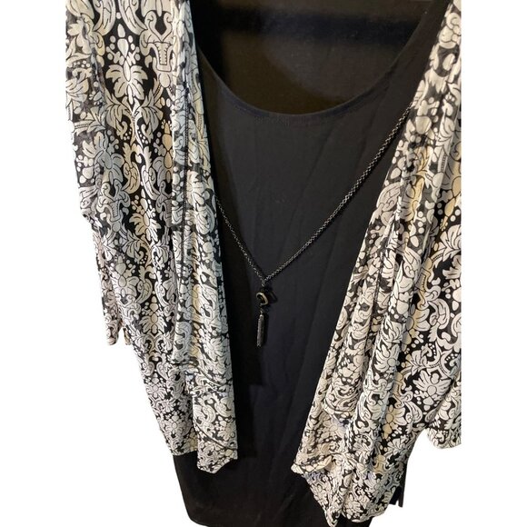 Mackenzie & James Black Black Sheath Dress White Open Cardigan Sz 1X - Picture 4 of 7